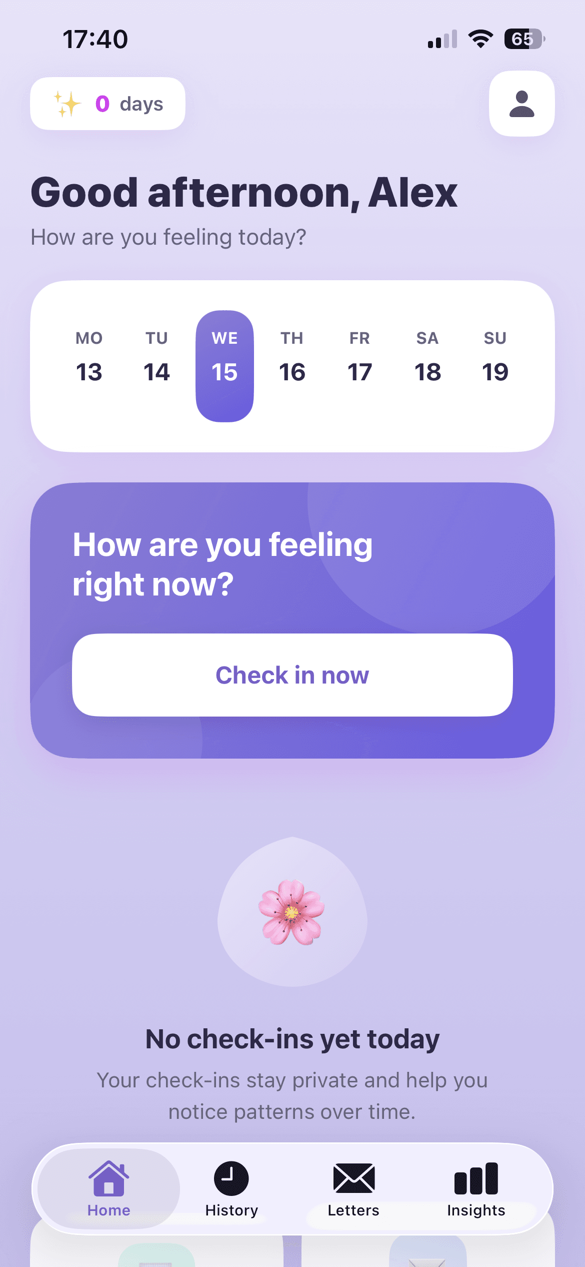 Sola app home screen