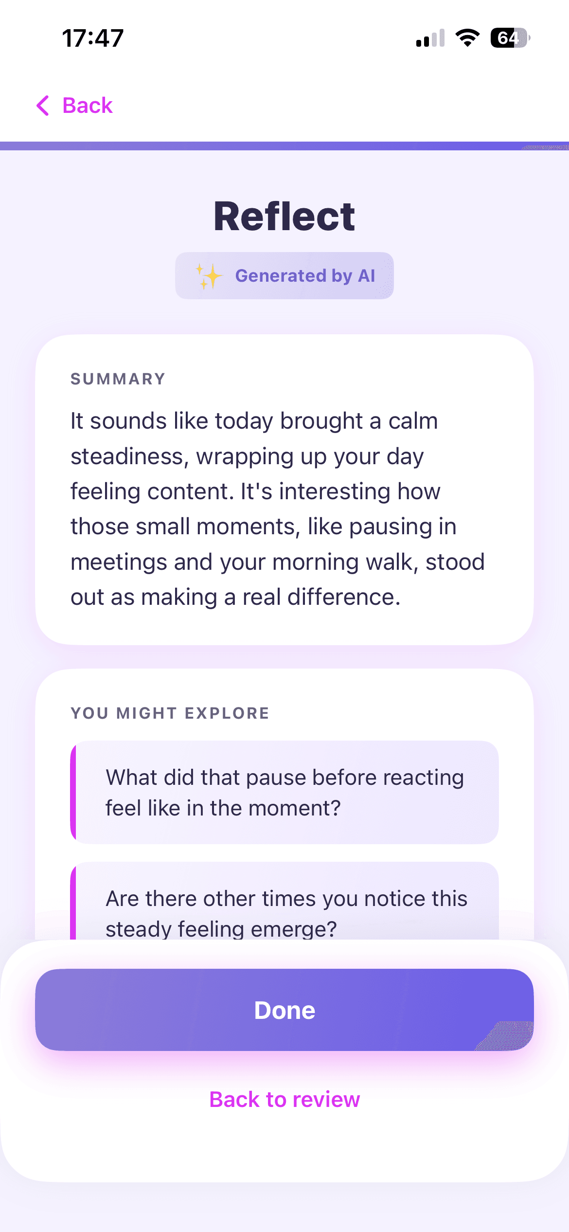 Reflection and insights in Sola