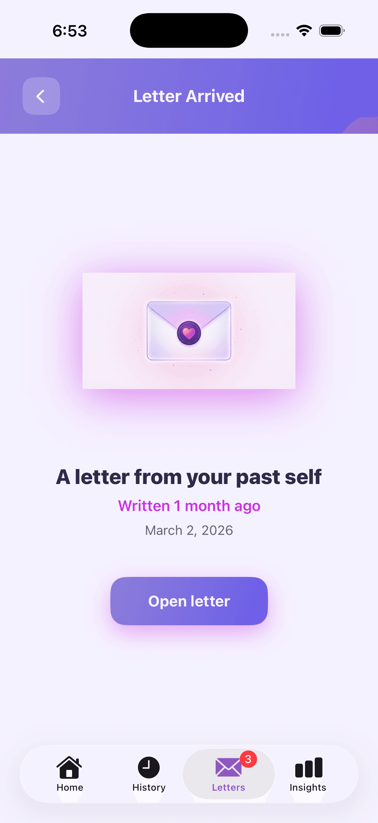 Letter arrived — open when you are ready